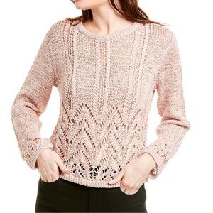 BCBGMaxAzria $178 Mixed Stitch Lightweight Crochet Open Knit Summer Sweater